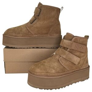 UGG Neumel Platform Tan Suede Womens Platform Ankle Boots Size 10M